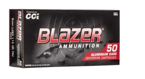Blazer Aluminum 9mm Luger 115 Grain FMJ Ammunition - 50 Cartridges