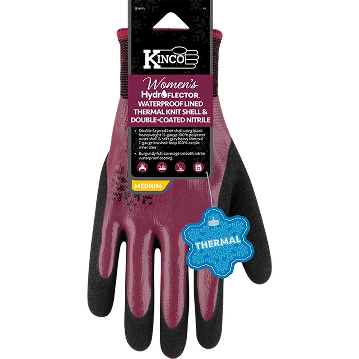 Women's HydroFlector Lined Waterproof Thermal Knit Shell & Double-Coated Nitrile Gloves