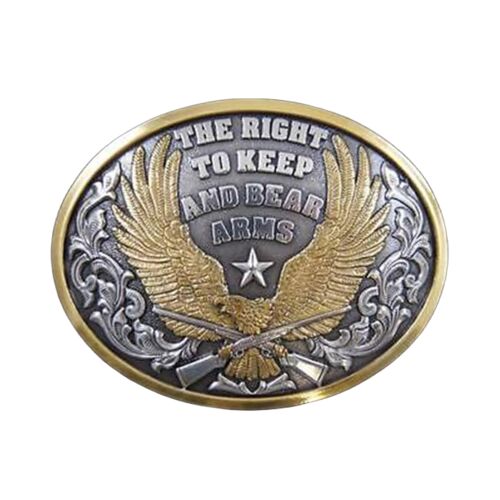 Men's Oval Eagle Right to Bear Arms Belt Buckle