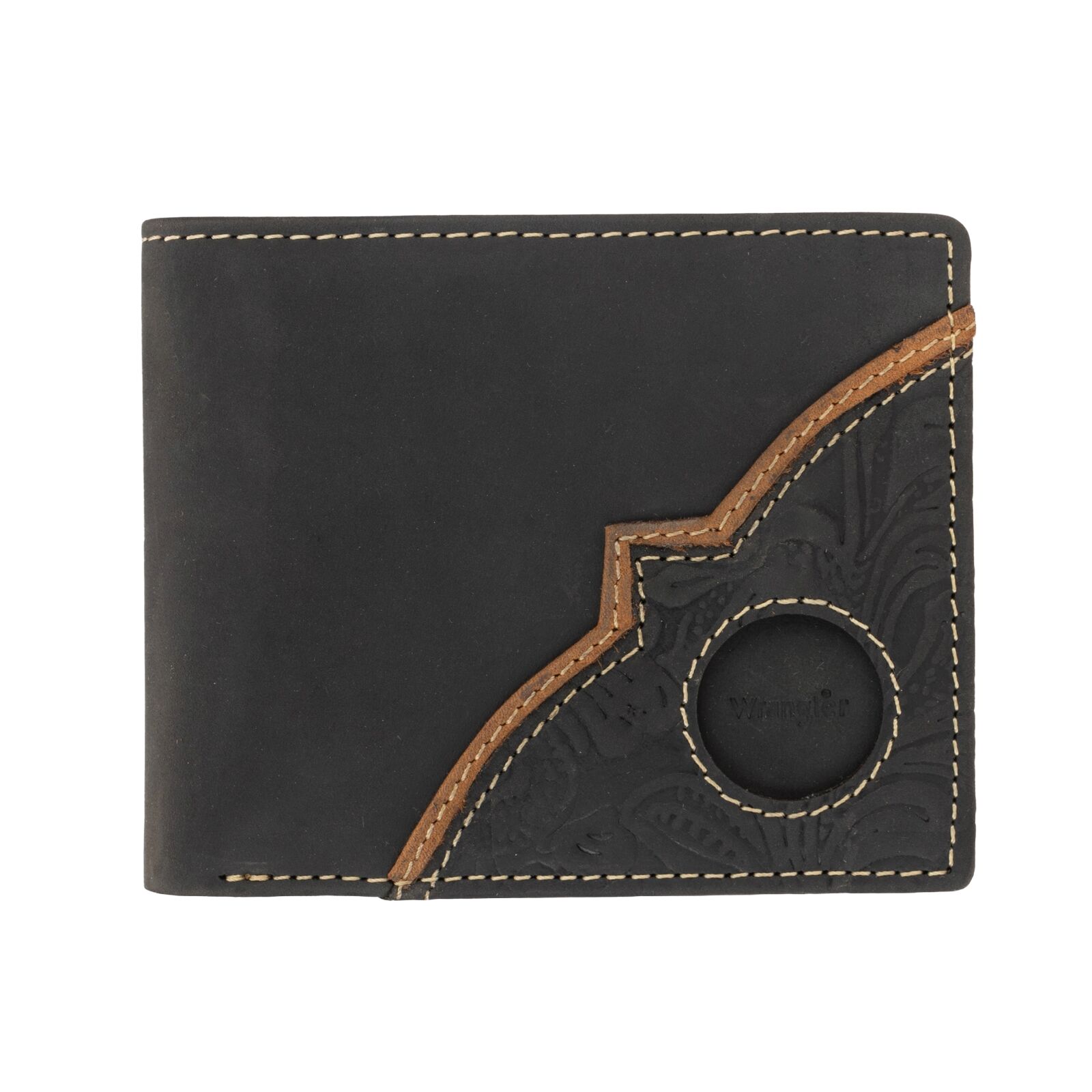 Wrangler Men's Traveler Leather Wallet in Black