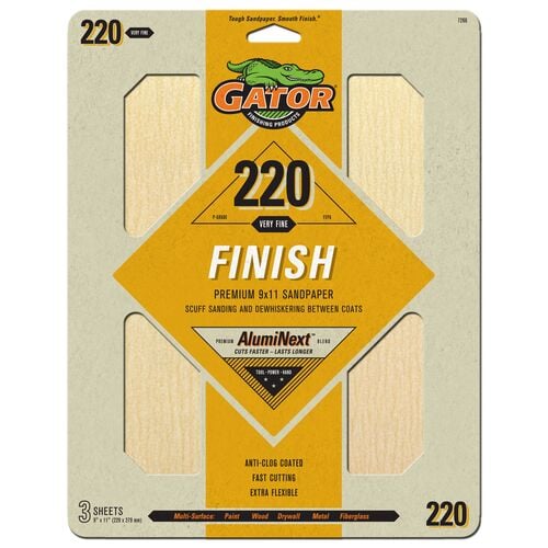 9" x 11" Premium Sandpaper 3-Pack - 220 Grit