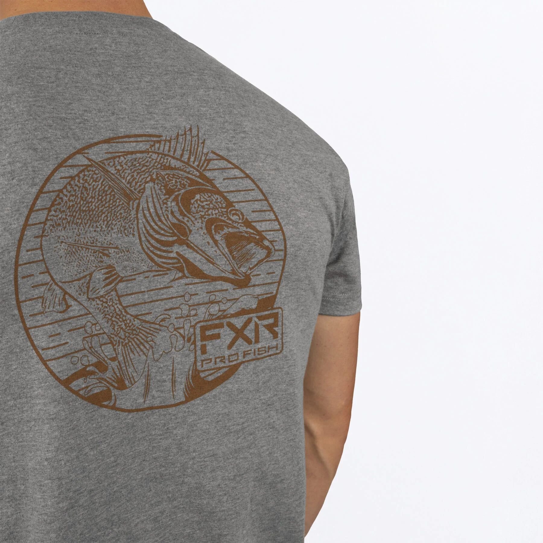 Walleye Premium Short Sleeve T-Shirt in Grey Heather.Copper