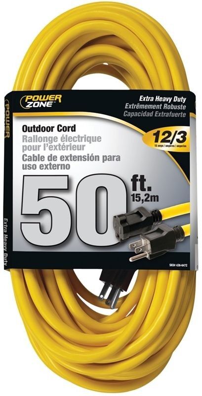 Powerzone 12/3, 50 Ft Length Double PowerZone Sjtw Extension Cord