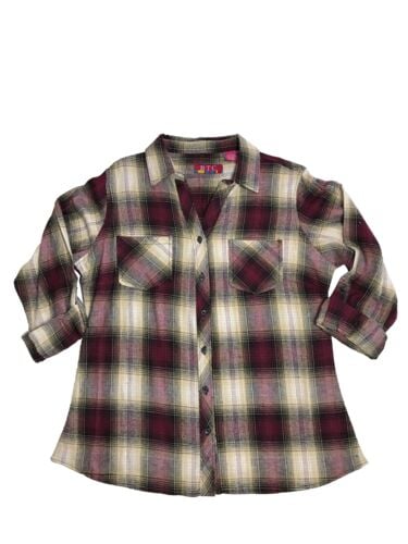 Women's Roll-Up Sleeve Flannel Shirt - M-2XL