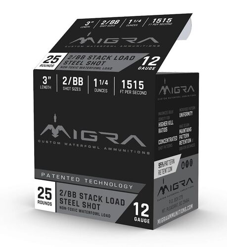 Steel Shot 12 Gauge 3" #2/BB Shotshells - 25 Rounds