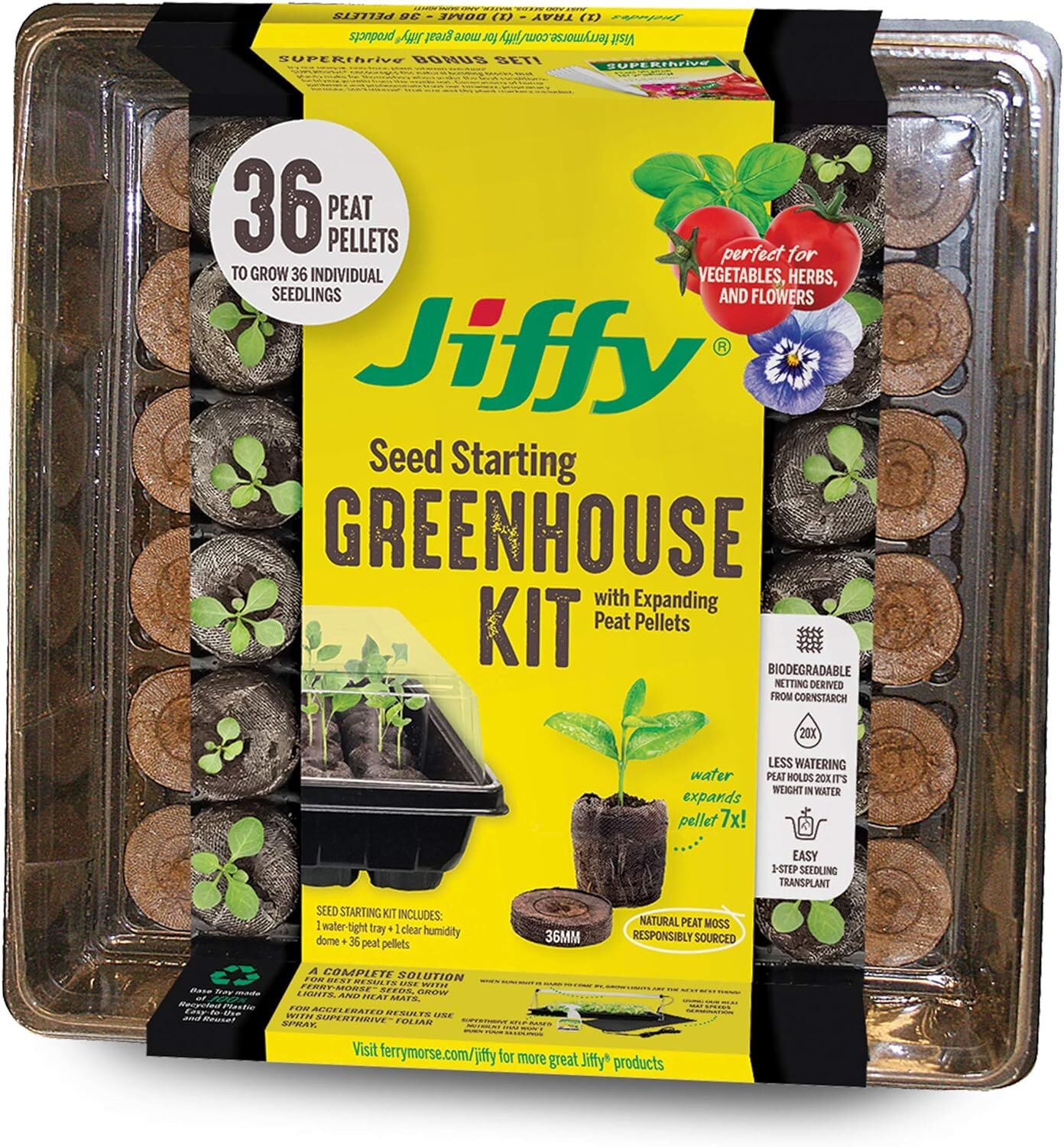 Seed Starting Greenhouse Kit with 36 Peat Pellets