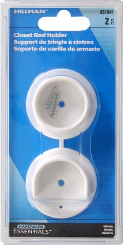 Hardware Essentials Plastic Pole Socket Set in White - 1-3/8"