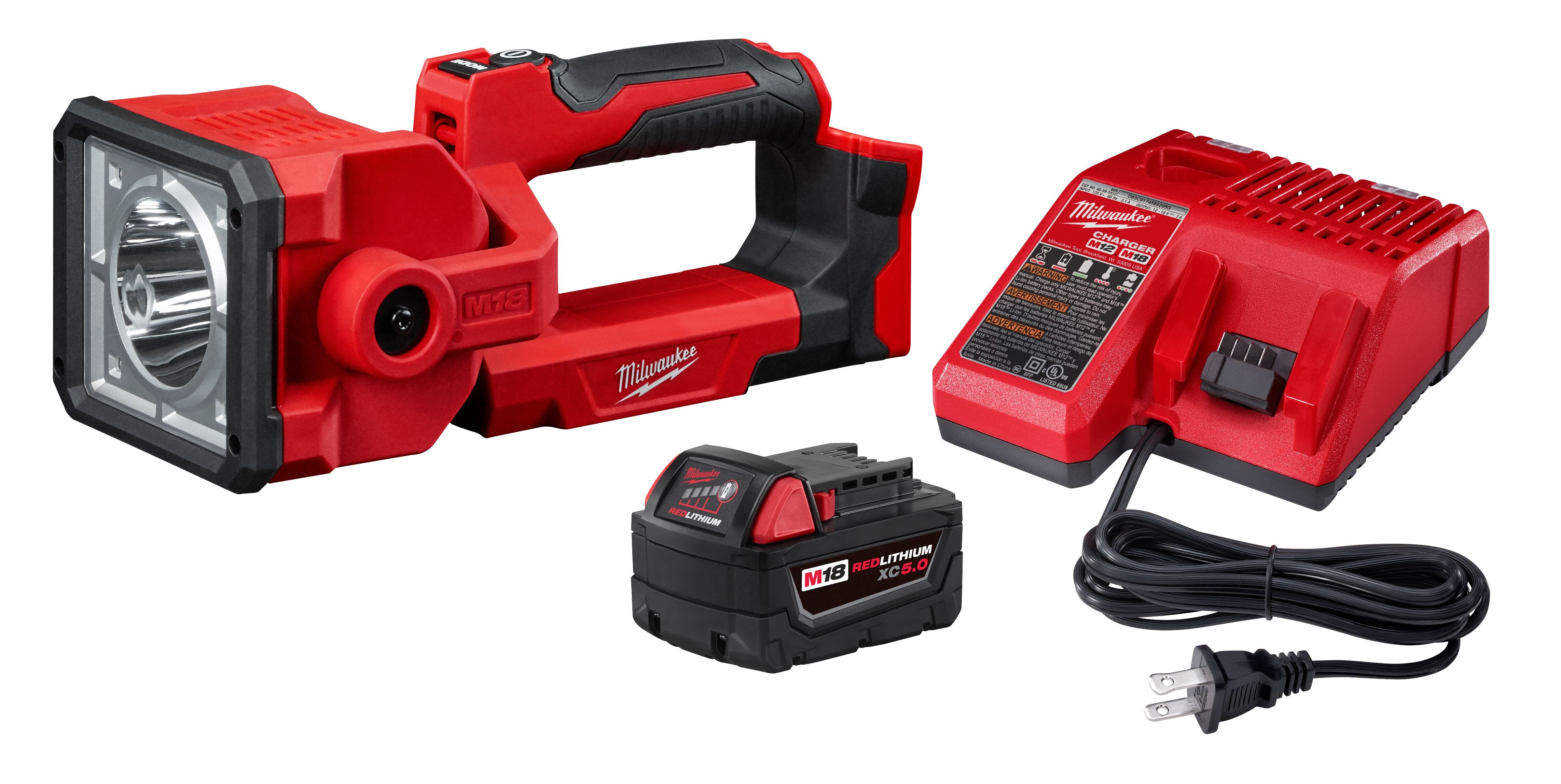 milwaukee 18v lithium ion flashlight 2735-20 LED Work light M18 Lithium-Ion and integrated hanging hook make it ideal for technicians Milwaukee M18 ROVER Dual Power