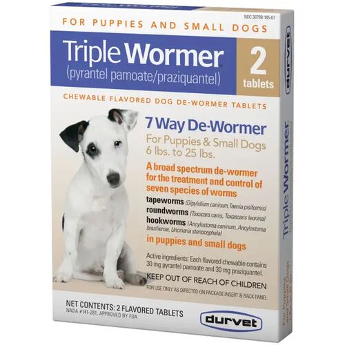 Triple Wormer for Puppies and Small Dogs - 2-Pack Tab