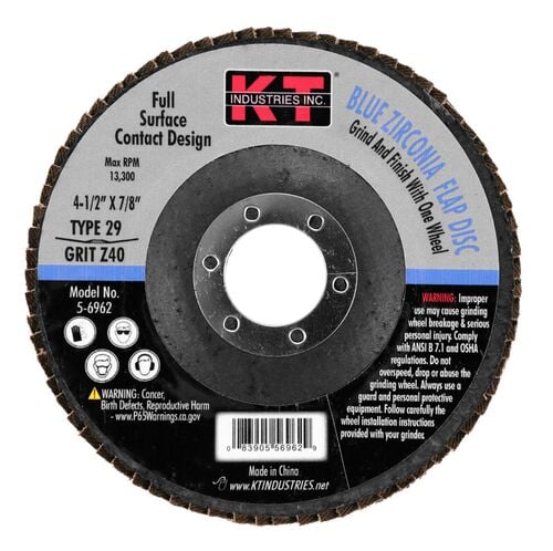 Blue Zirconia Flap Disc - 4-1/2" x 7/8"