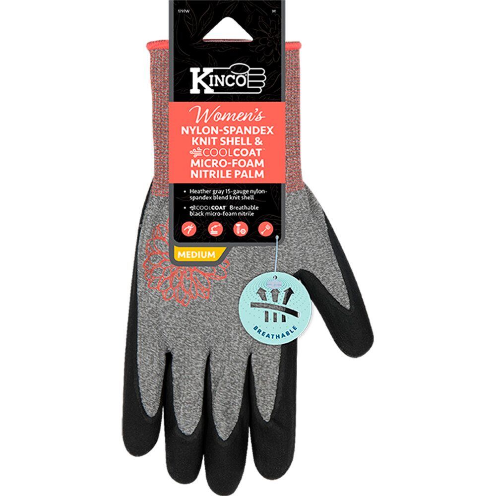 Women's Nylon-Spandex Knit Shell & Micro-Foam Nitrile Palm Gloves