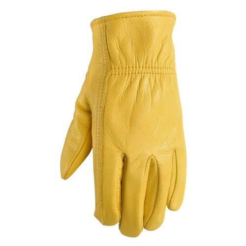 Youth Cowhide Full Leather Shirred Wrist Gloves
