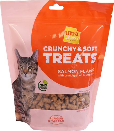 Crunchy and Soft Cat Treats in Salmon Flavor - 16 oz