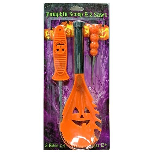 3-Piece Pumpkin Carving Kit with Scraper Scoop