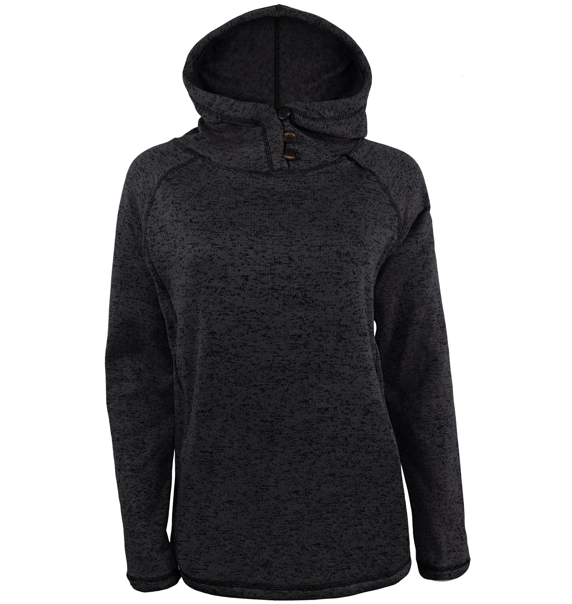 Women's Button Henley Pull Over Hoodie