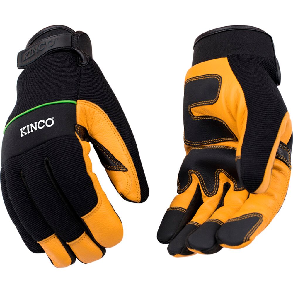 Men's Premium Grain Goatskin and Synthetic Hybrid Work Gloves with Pull-Strap