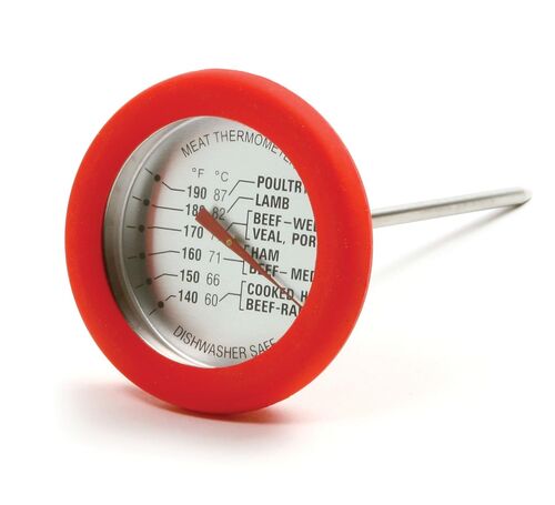 Soft Grip Silicone Meat Thermometer in Red