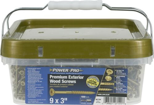 Power Pro Premium Exterior Wood Screws 1000 Pieces - #9 x 3"
