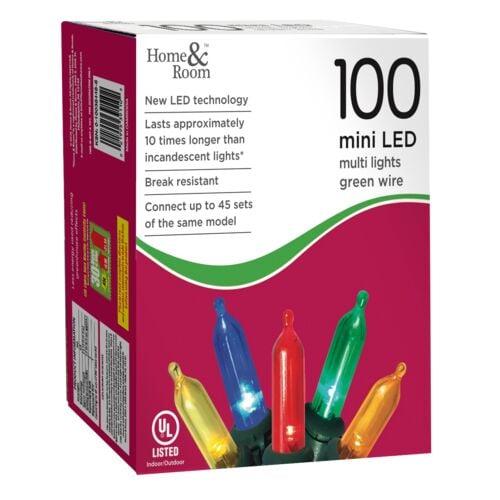 100-Count Mini LED Light Set in Multi/Green Wire