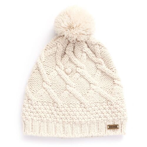 Women's Moss Stitch Beanie with Pom - Assorted