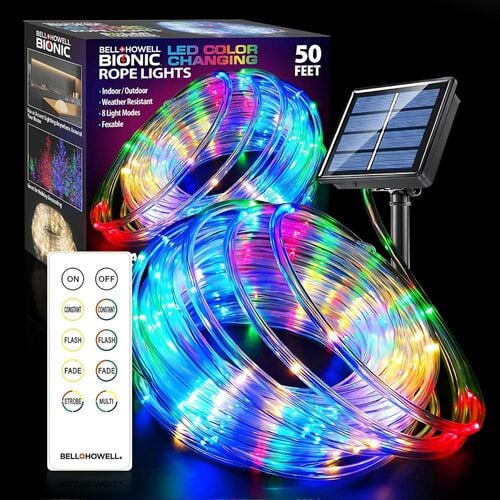 LED Solar Rope Lights for Outside - 50 ft