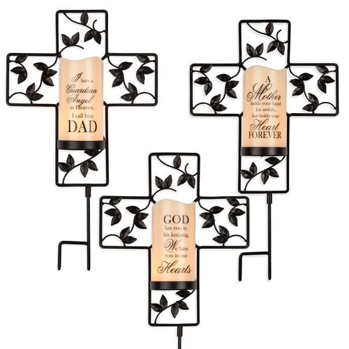 Cross with Resin Candle Yard Stake - Assorted