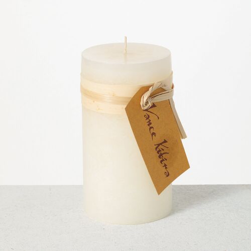 White Sugar Timber Pillar Candle