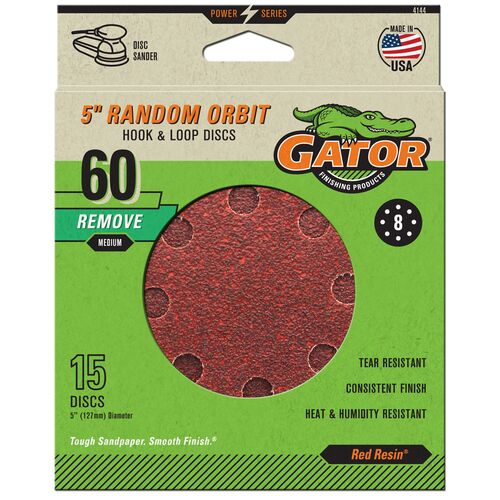 5" Random Orbit Hook & Loop Sanding Discs 15-Pack - 60 Grit