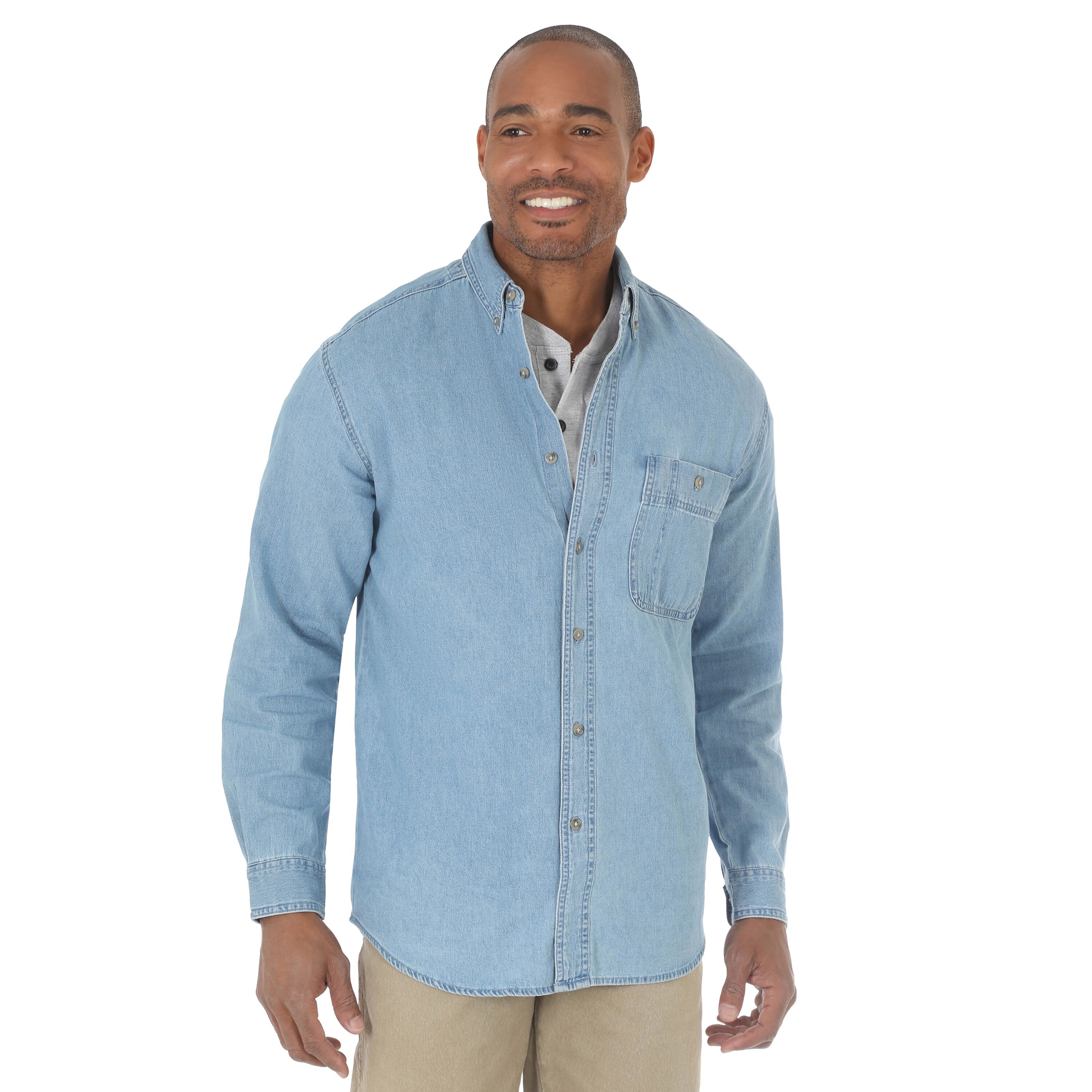 Men's Rugged Wear Denim Basic Long Sleeve Buttondown