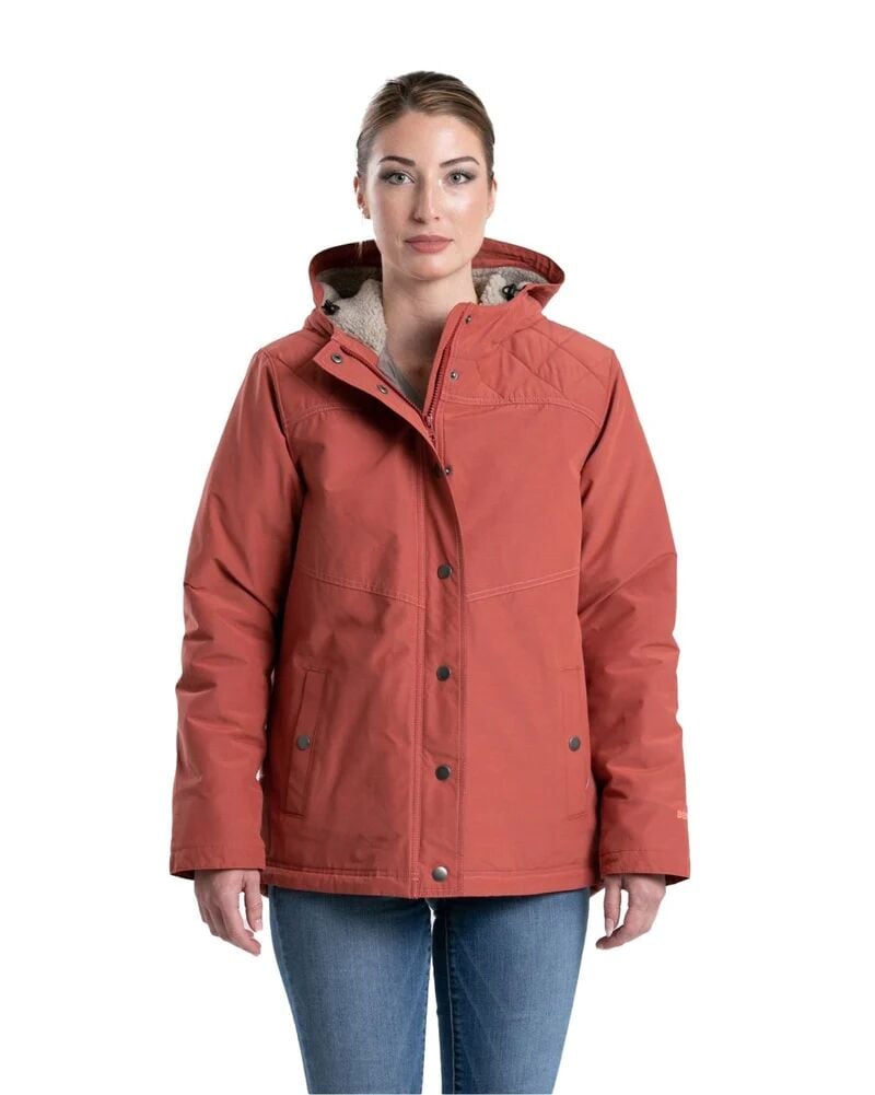 Women's Softstone Micro-Duck Hooded Coat in Marsala