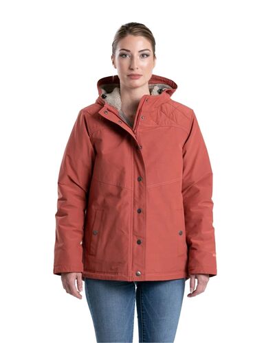 Women's Softstone Micro-Duck Hooded Coat in Marsala