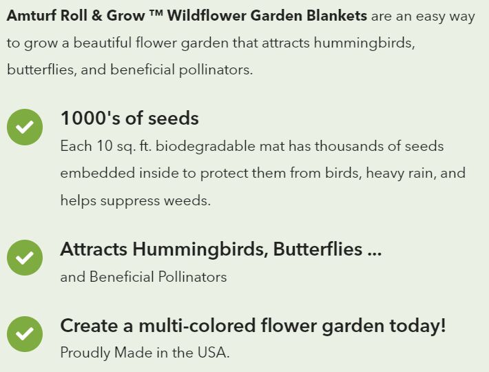 Roll & Grow Wildflower Garden Blanket - Pollinator Mix