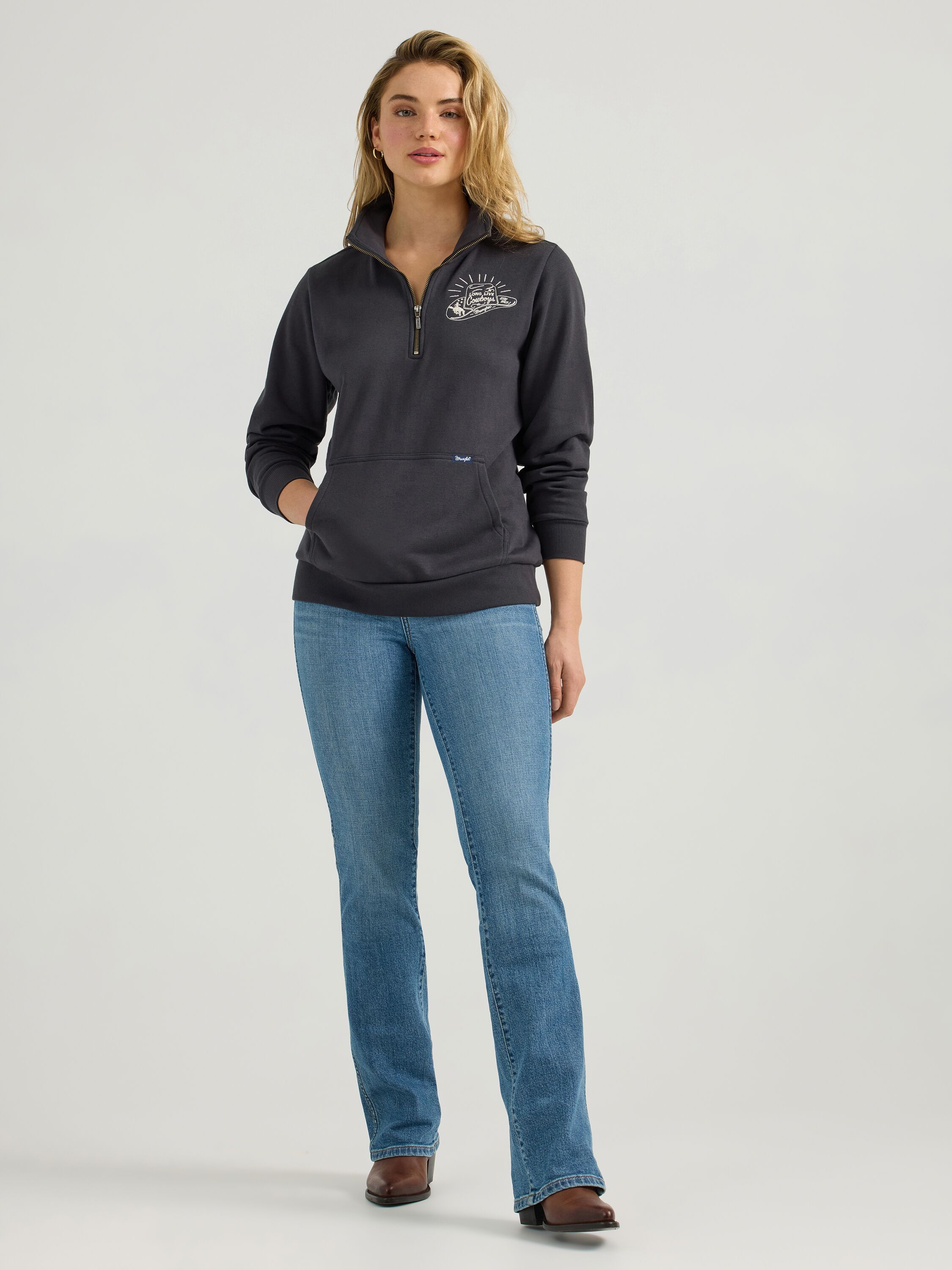 Women's Long Live Cowboys Quarter Zip Pullover