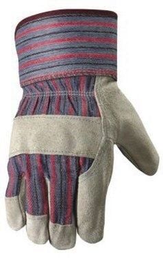 Men's Heavy-Duty Split Cowhide Leather Palm Work Gloves in Navy Blue - L