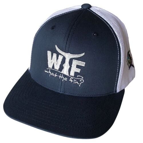 Silver Fin Embroidery Snapback Trucker Hat in Navy - OS