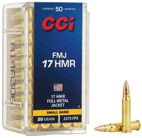 17 HMR 20 Grain FMJ Ammunition - 50 Cartridges