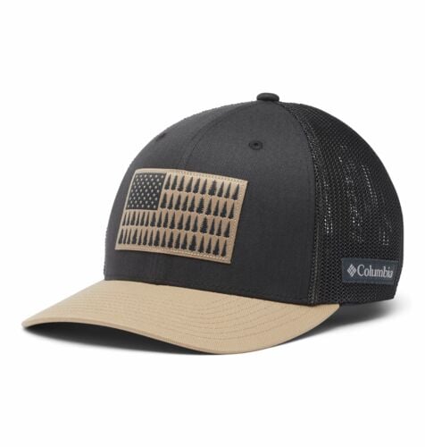 Men's High Crown Mesh Tree Flag Ball Cap in Shark - S/M