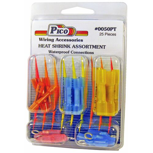Crimp & Heat Shrink Butt Connector and Assorted Ring Terminal Kit - 25 Piece