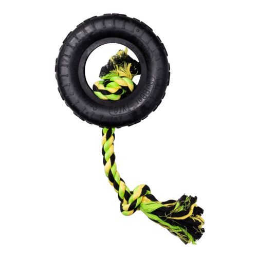 14" Tire With Rope Dog Toy