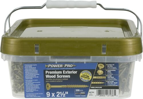 Power Pro Premium Bronze Exterior Wood Screws 1200 Pieces - #9 x 2-1/2"