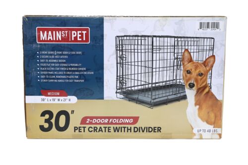 Folding Pet Crate with 2 Doors - 30"