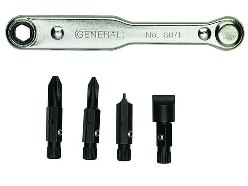 Five-piece Ratcheting Offset Screwdriver Set with Pass-through Handle