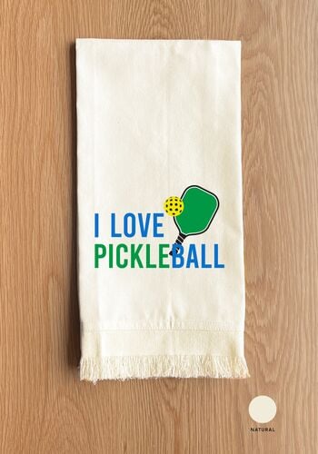 I Love Pickleball Natural Kitchen Towel