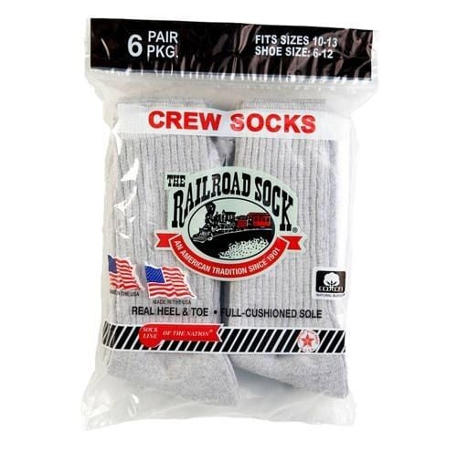 6 Pack Size 10-13 Crew Cushion Cotton Sock