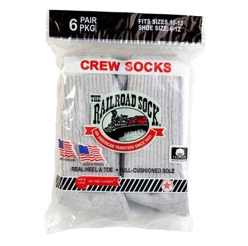 6 Pack Size 10-13 Crew Cushion Cotton Sock