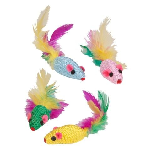 Brite Feather Mouse Rattlers 4  Pack