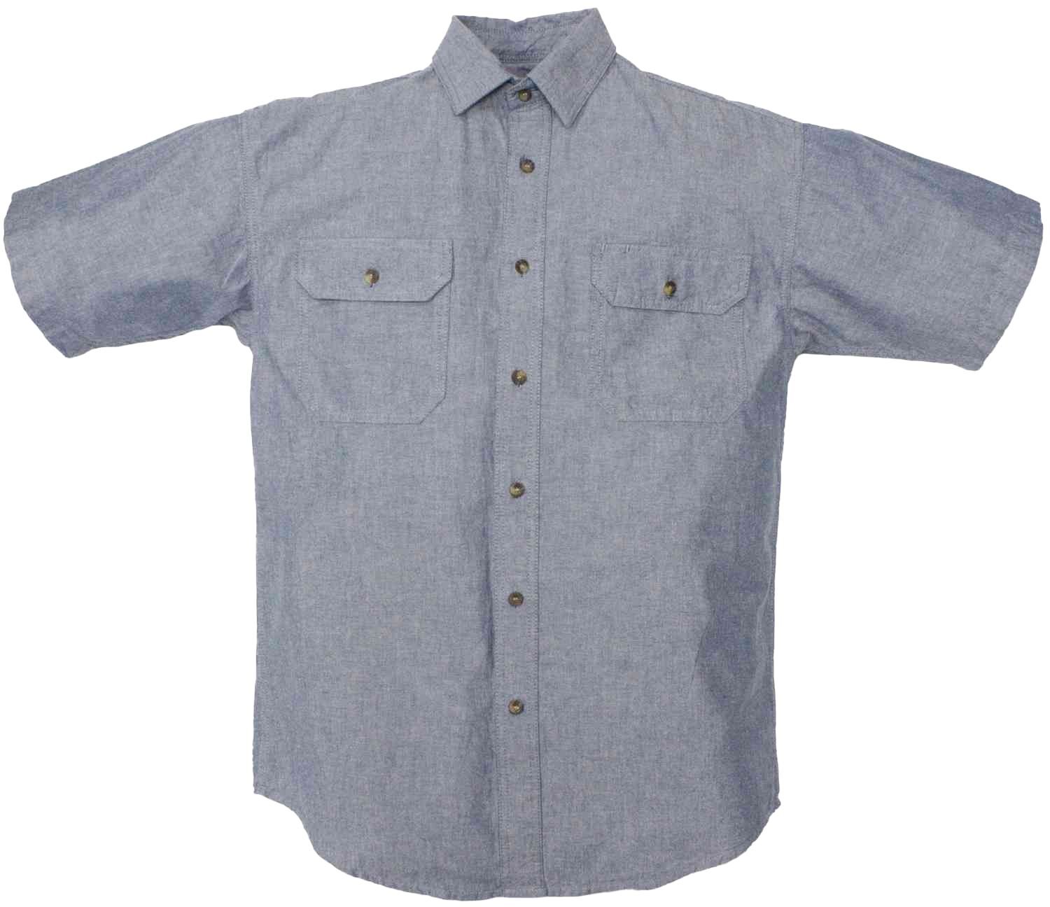 Men's Chambray Short-Sleeve Button Shirt in Blue Chambray