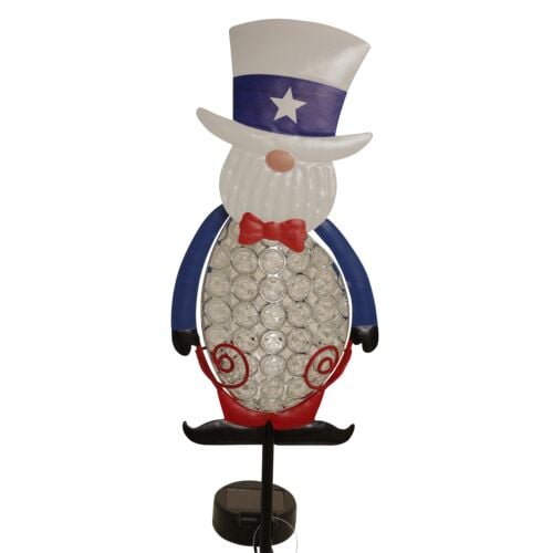 Solar Patriotic Gnome Garden Stake with Light