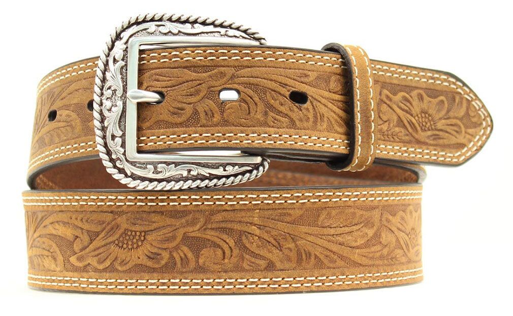 Men's Double Stitch Tooled Belt