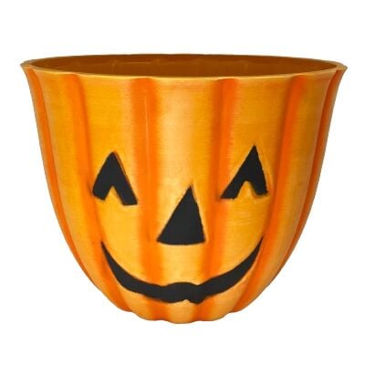 Fiber Clay Pumpkin with Face Planter